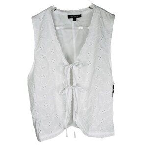 Self Esteem Size Medium Tie Front Eyelet Cottage Boho Western Festival